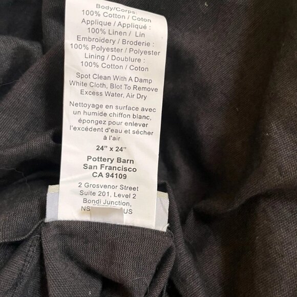 Pottery Barn Mercer Ikat Embroidered Appliqué 1 Pillow Cover Sham Denim Blue 24” - Picture 4 of 7